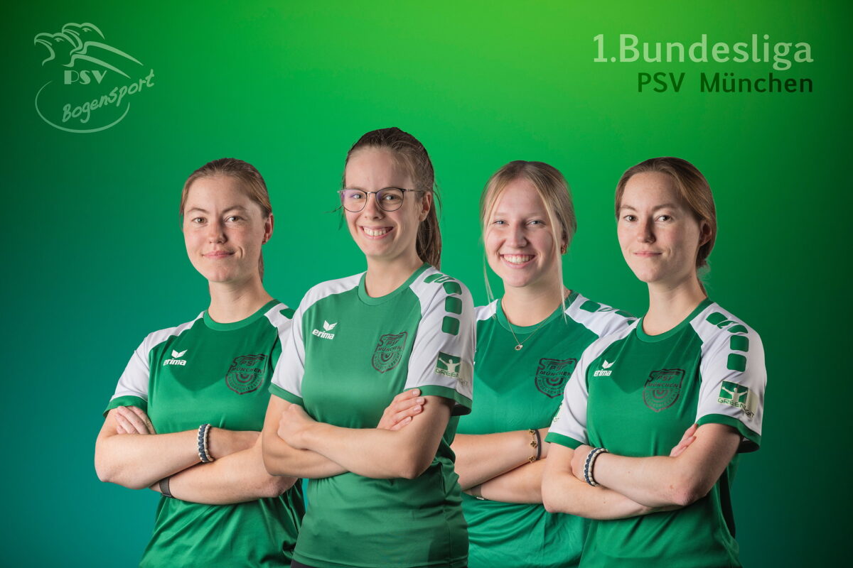 Teamfoto der 1. Bundesliga-Bogenschützinnen des PSV München 2026